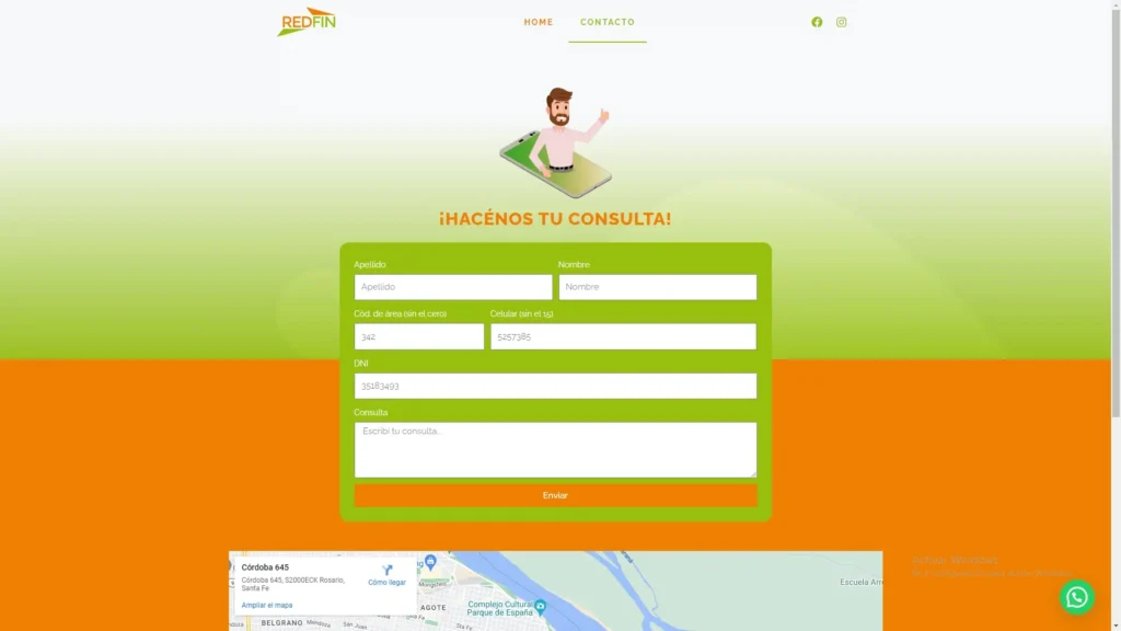 RedFin - Página de contacto